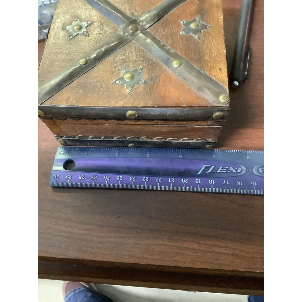 Vintage decorative wooden box Handmade wooden keepsake stars Rustic Cottage